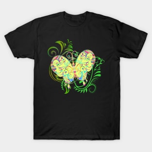 Decorative Yellow Butterfly Silhouette Art T-Shirt